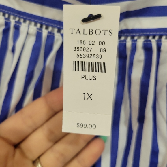 NWT TALBOTS Sailboat Stripe Scalloped Square neck top - Picture 11 of 12